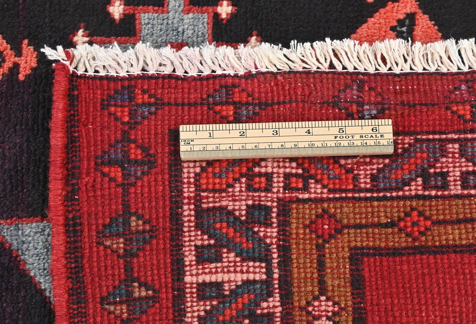 Vintage Plum Geometric Tribal 4X13 Hamedan Persian Runner Rug - 11