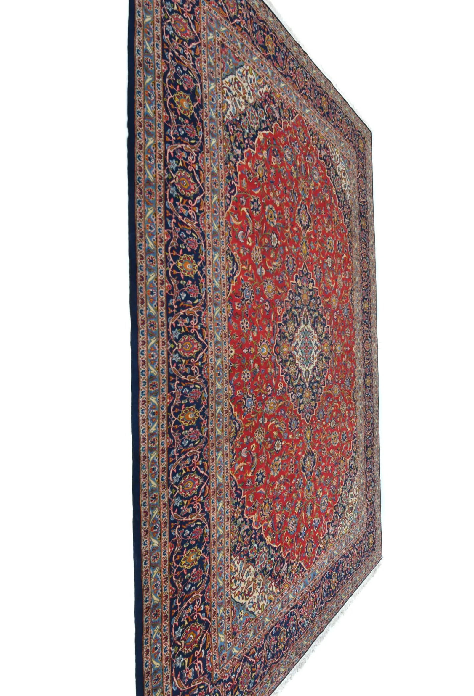 Vintage Red Floral Traditional 9x13 Kashan Persian Rug - 4