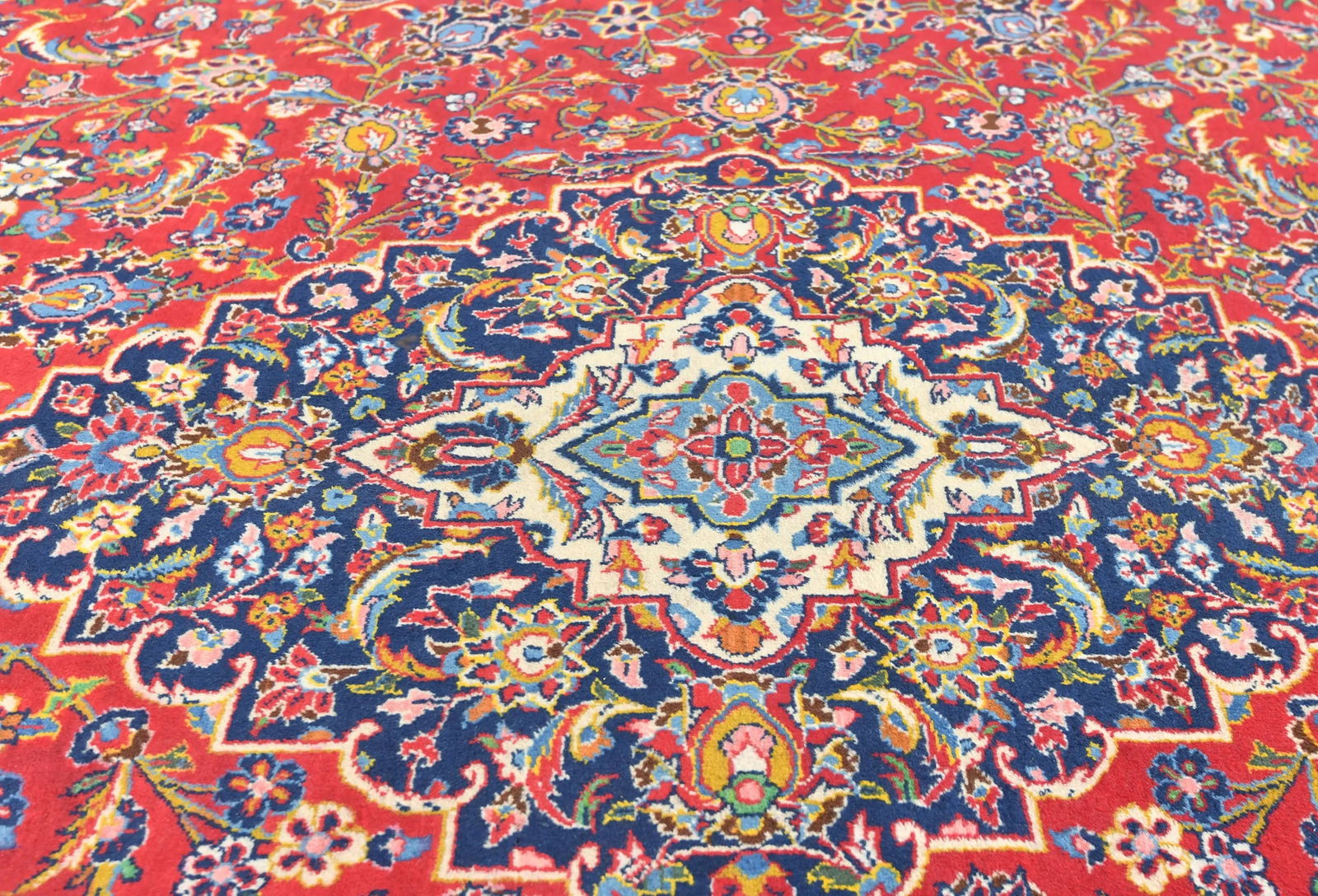 Vintage Red Floral Traditional 9x13 Kashan Persian Rug - 5