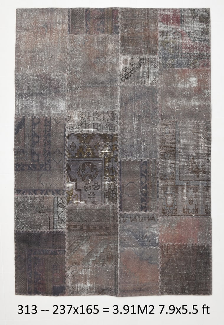 5'4'' x 7'9'' Handmade Vintage Wool Patchwork Rug - 313: Title: 5'4'' x 7'9'' Handmade Vintage Wool Patchwork Rug - 313 Description:5'4'' x 7'9'' Handmade Vintage Wool Patchwork Rug - 313 Origin:Turkiye Date/Period:1960-90 Materials:Wool,Cotton Dimension:5'