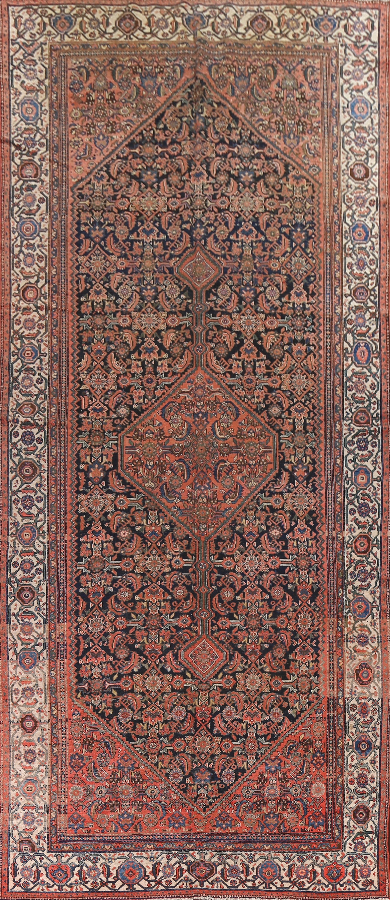 Pre-1900 Antique Vegetable Dye Malayer Persian Rug 7x16: Title:Pre-1900 Antique Vegetable Dye Malayer Persian Rug 7x16 Origin:A Beautiful Genuine Iran ( Persia ) Malayer rug is Hand Knotted by skillful weavers in Iran ( Persia ) with