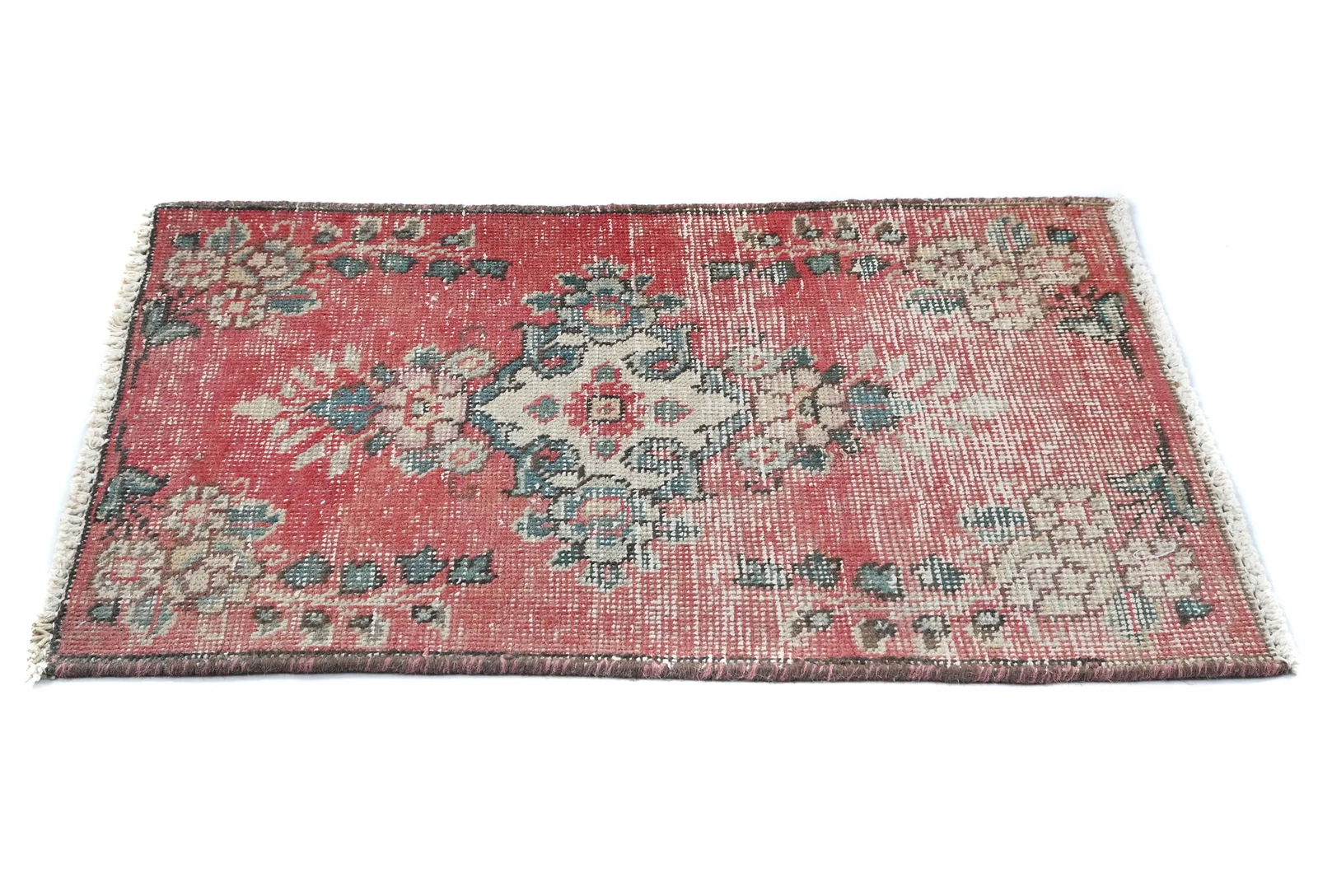 Semi Antique Muted Floral 1'6X2'3 Distressed Oriental Square Rug - 4