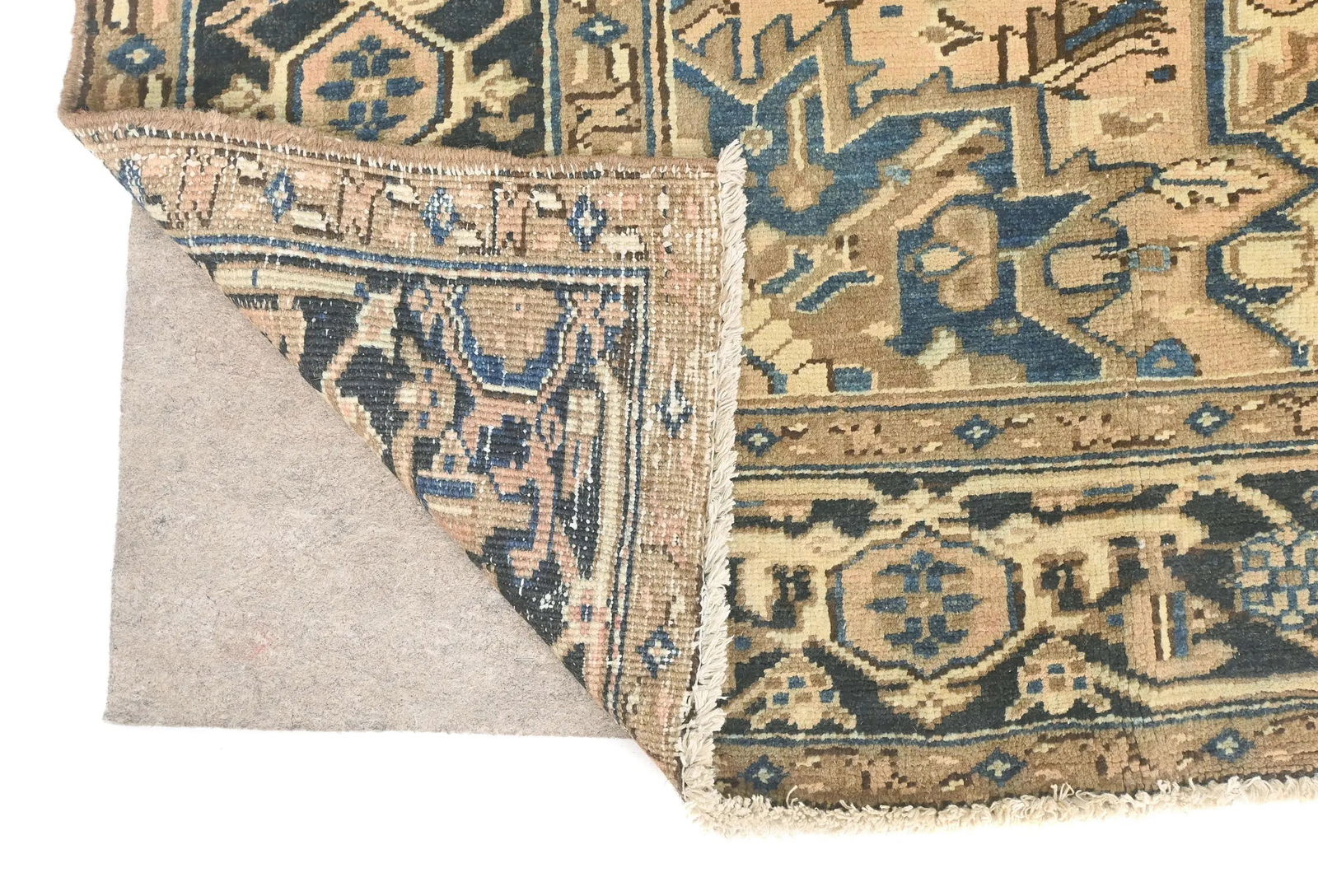 Semi Antique Light Salmon Floral 9'6X10'1 Heriz Persian Rug - 12