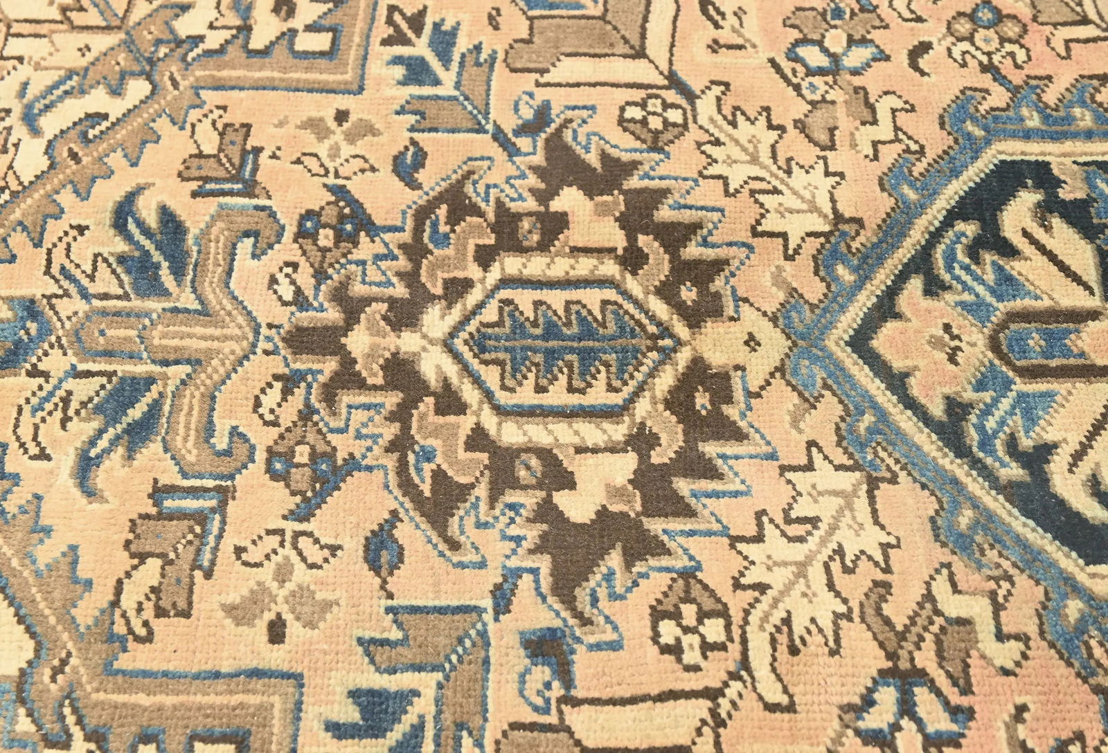 Semi Antique Light Salmon Floral 9'6X10'1 Heriz Persian Rug - 6