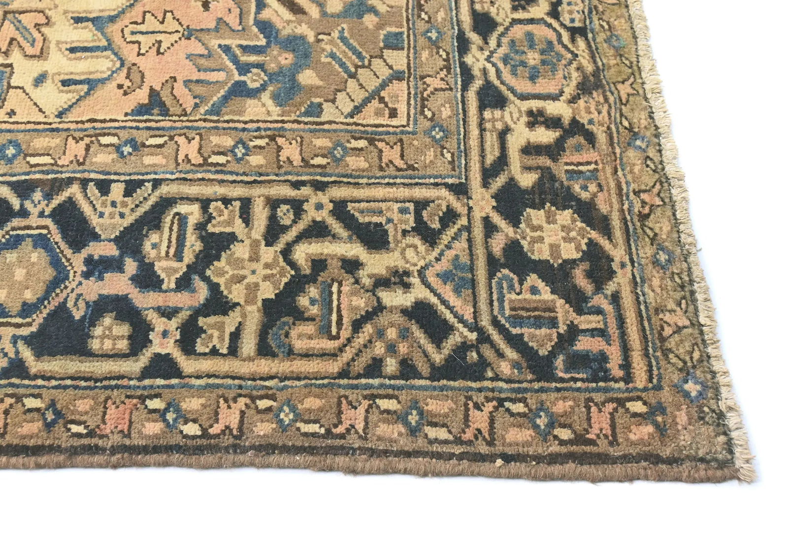 Semi Antique Light Salmon Floral 9'6X10'1 Heriz Persian Rug - 8