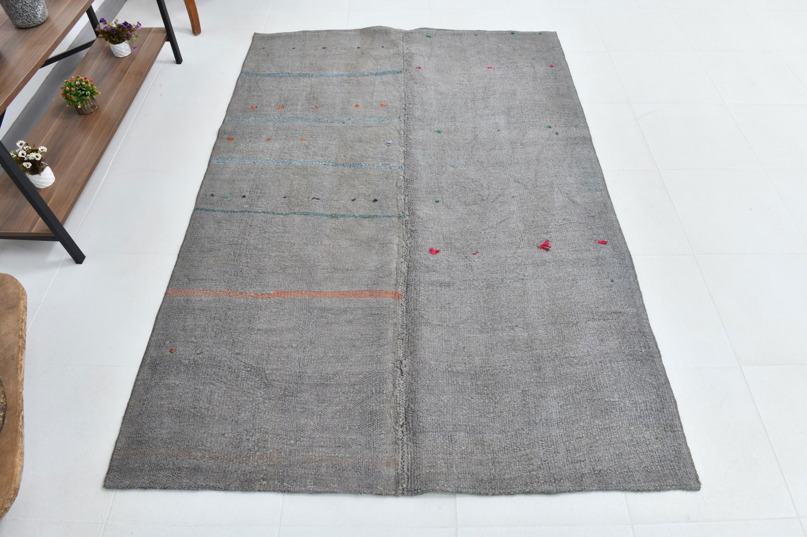4'8'' x 6'10'' Turkish Vintage Hemp Rug - 52921 - 4