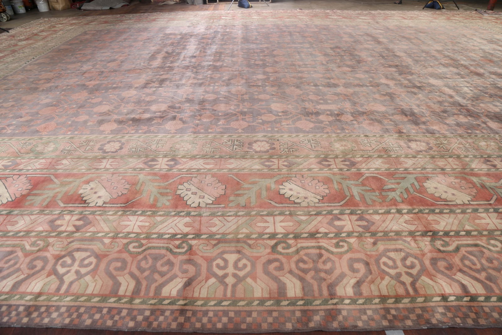 Pre-1900 Antique Vegetable Dye Khotan Large Oriental Rug 25x37 - 15