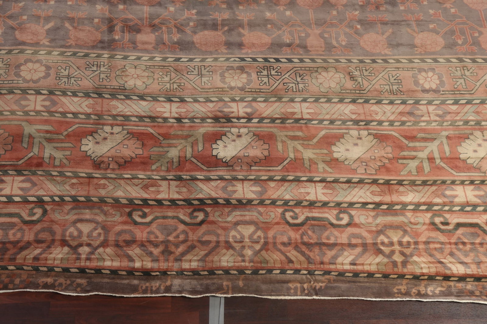 Pre-1900 Antique Vegetable Dye Khotan Large Oriental Rug 25x37 - 7