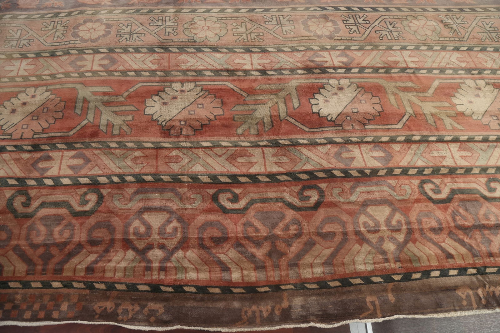 Pre-1900 Antique Vegetable Dye Khotan Large Oriental Rug 25x37 - 8