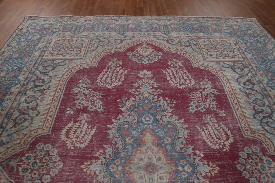 Antique Vegetable Dye Handmade Kerman Persian Rug 10x13 - 13