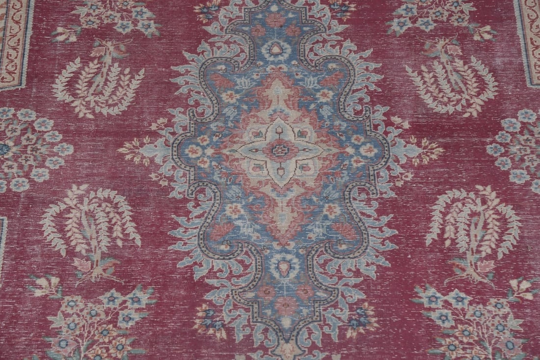 Antique Vegetable Dye Handmade Kerman Persian Rug 10x13 - 5