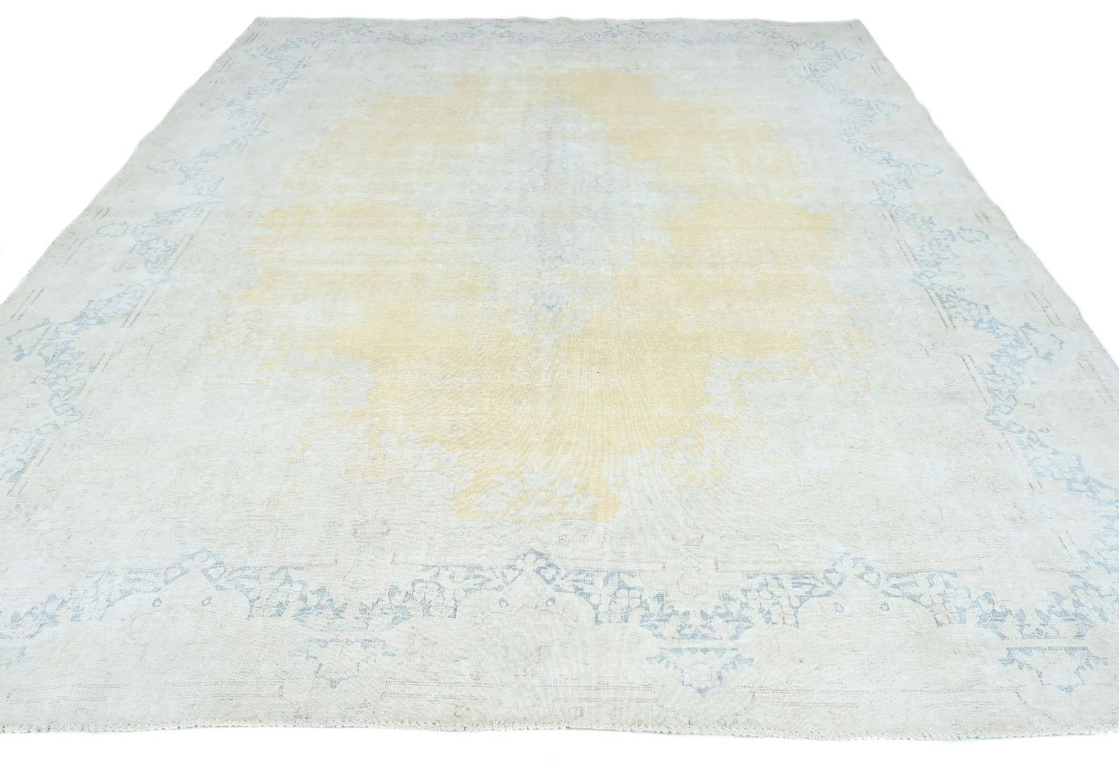 Antique Muted Gold Floral 9X12 Distressed Vintage Oriental Rug - 2