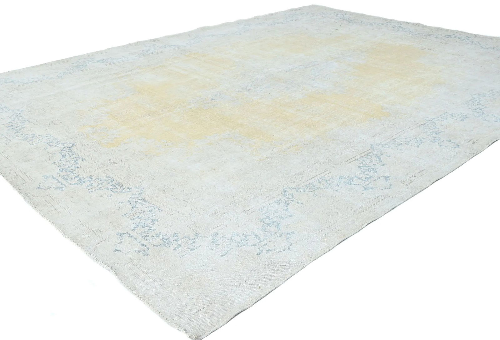 Antique Muted Gold Floral 9X12 Distressed Vintage Oriental Rug - 3