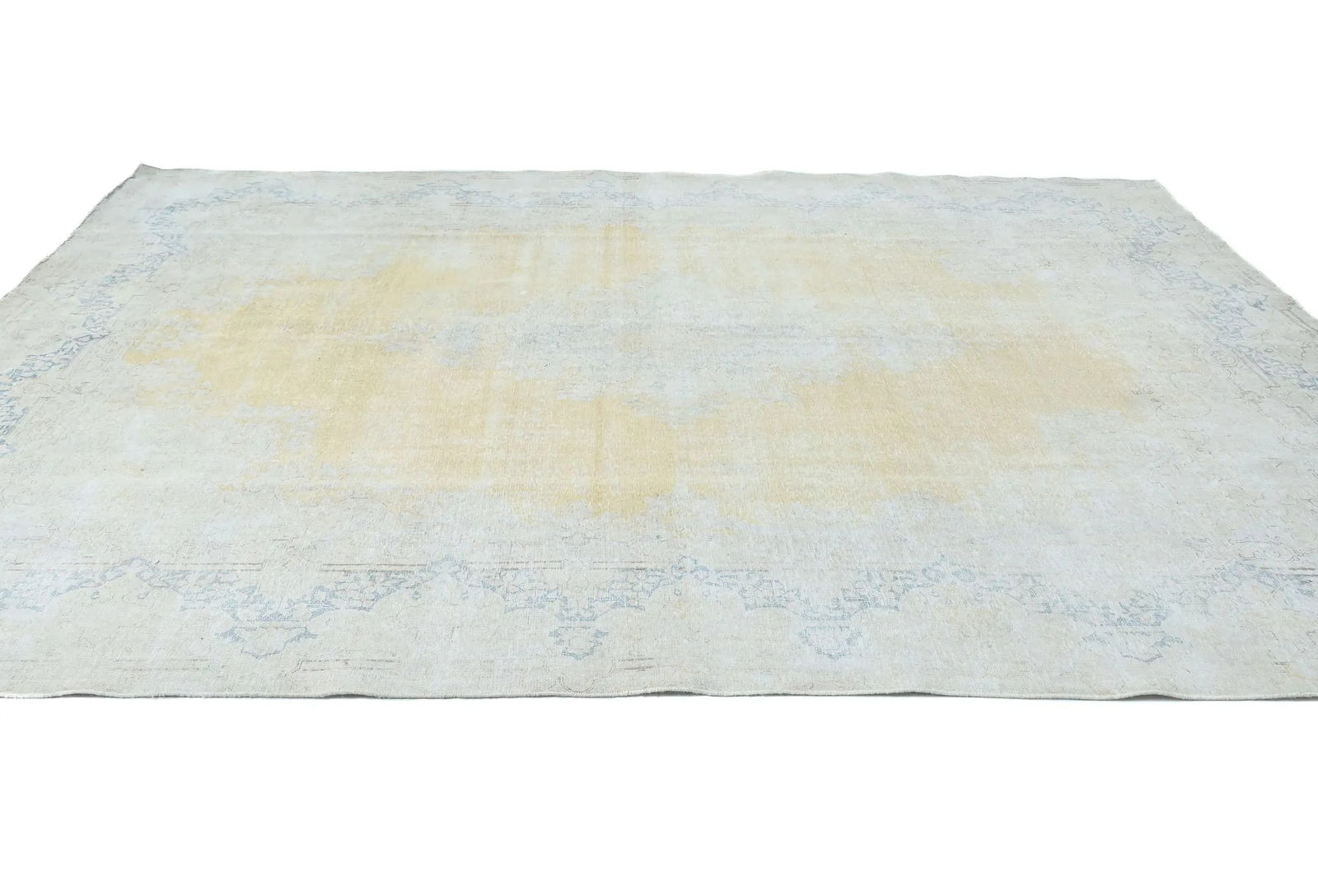 Antique Muted Gold Floral 9X12 Distressed Vintage Oriental Rug - 4