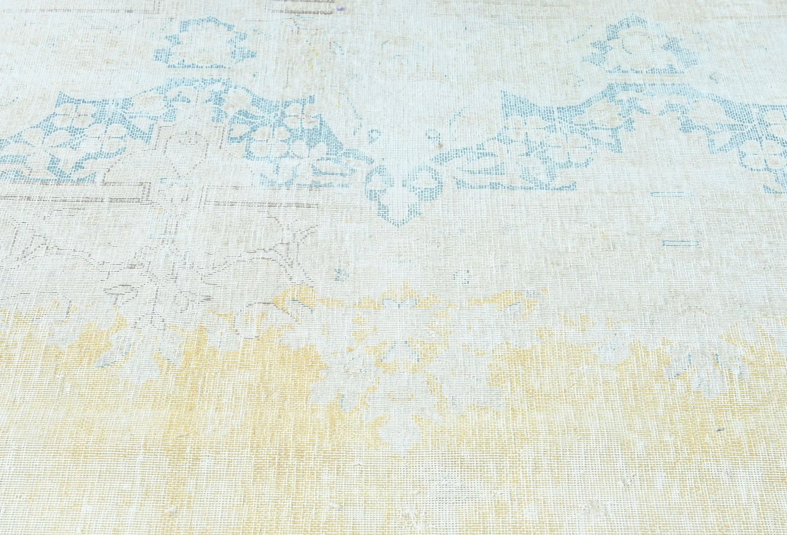 Antique Muted Gold Floral 9X12 Distressed Vintage Oriental Rug - 7