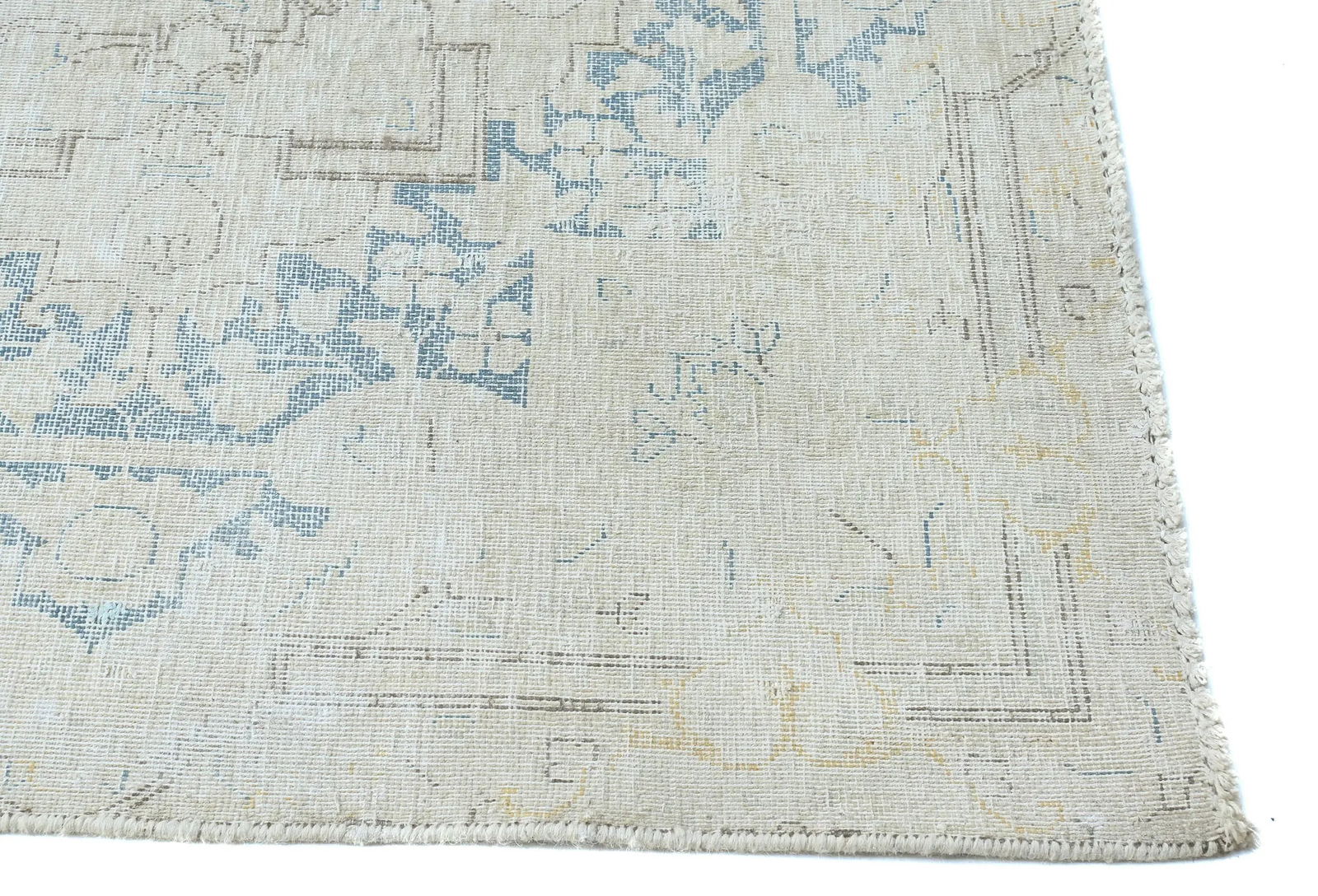 Antique Muted Gold Floral 9X12 Distressed Vintage Oriental Rug - 8