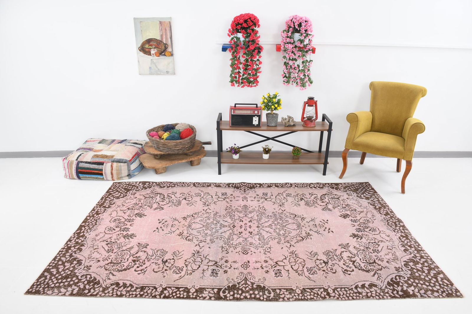 5'1'' x 8'8'' Handmade Vintage Wool Rug - 4316 - 2