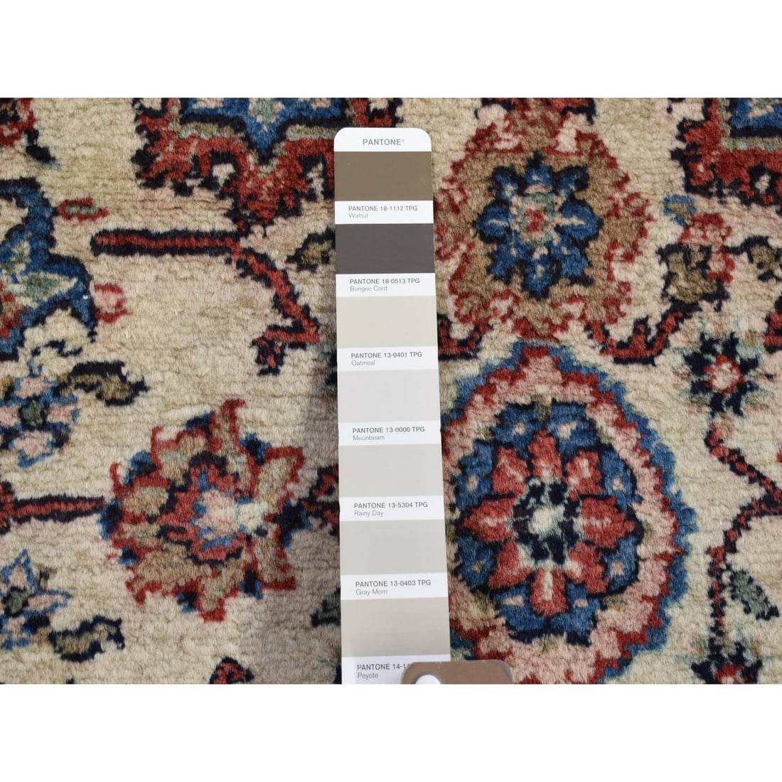 Ivory, Semi Antique Persian Kazvin, Pure Wool Hand Knotted, Runner Rug - 3