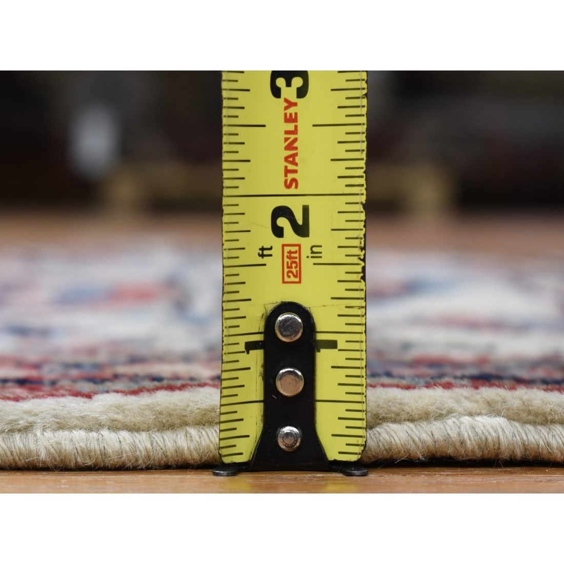 Ivory, Semi Antique Persian Kazvin, Pure Wool Hand Knotted, Runner Rug - 5