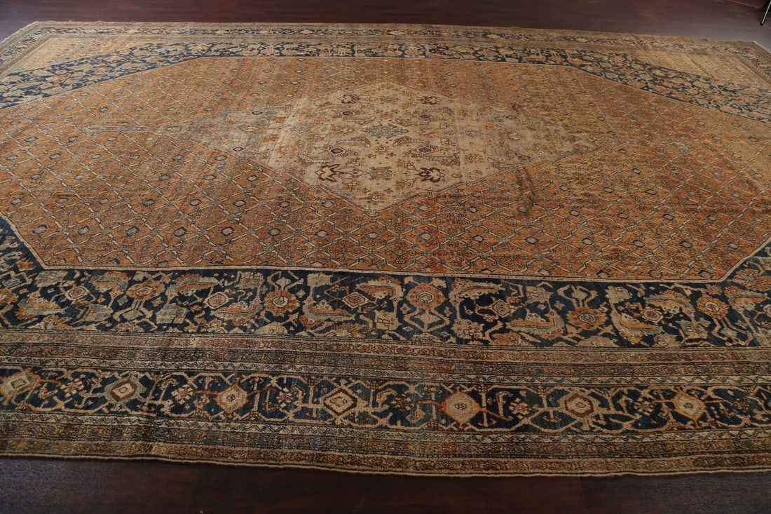 Pre-1900 Antique Vegetable Dye Bibikabad Persian Rug 13x20 - 18