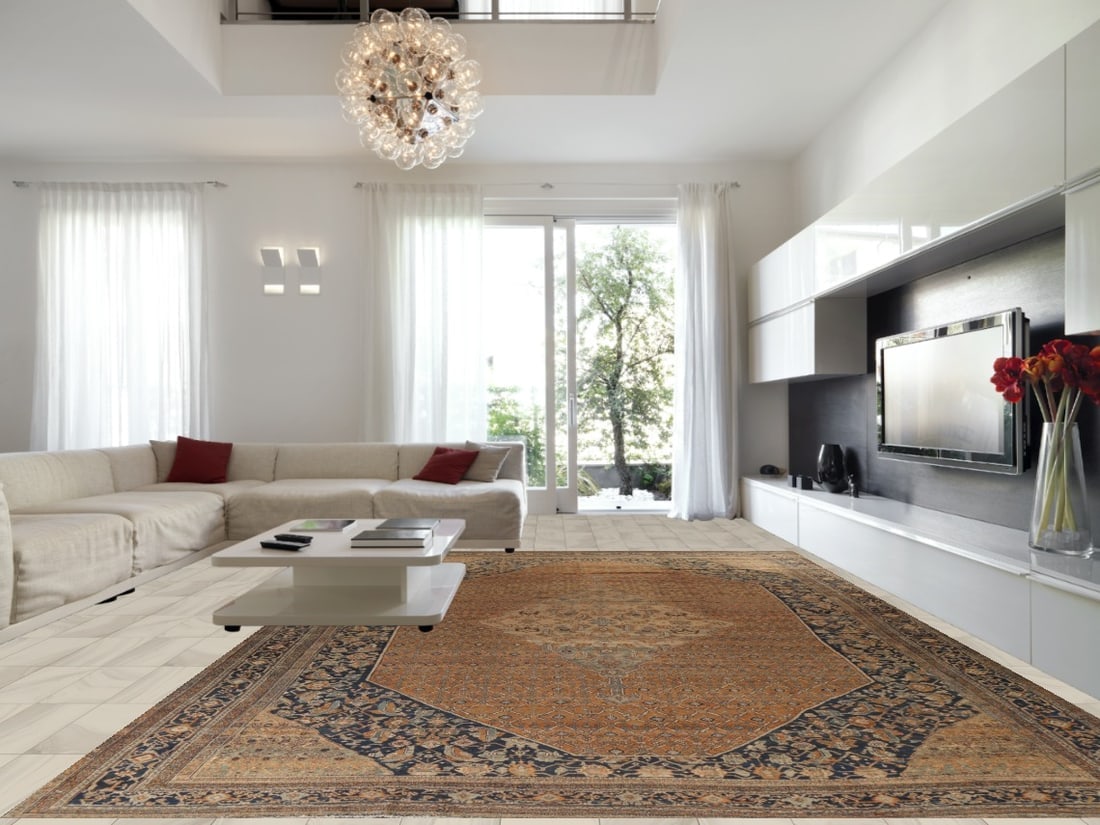 Pre-1900 Antique Vegetable Dye Bibikabad Persian Rug 13x20 - 2