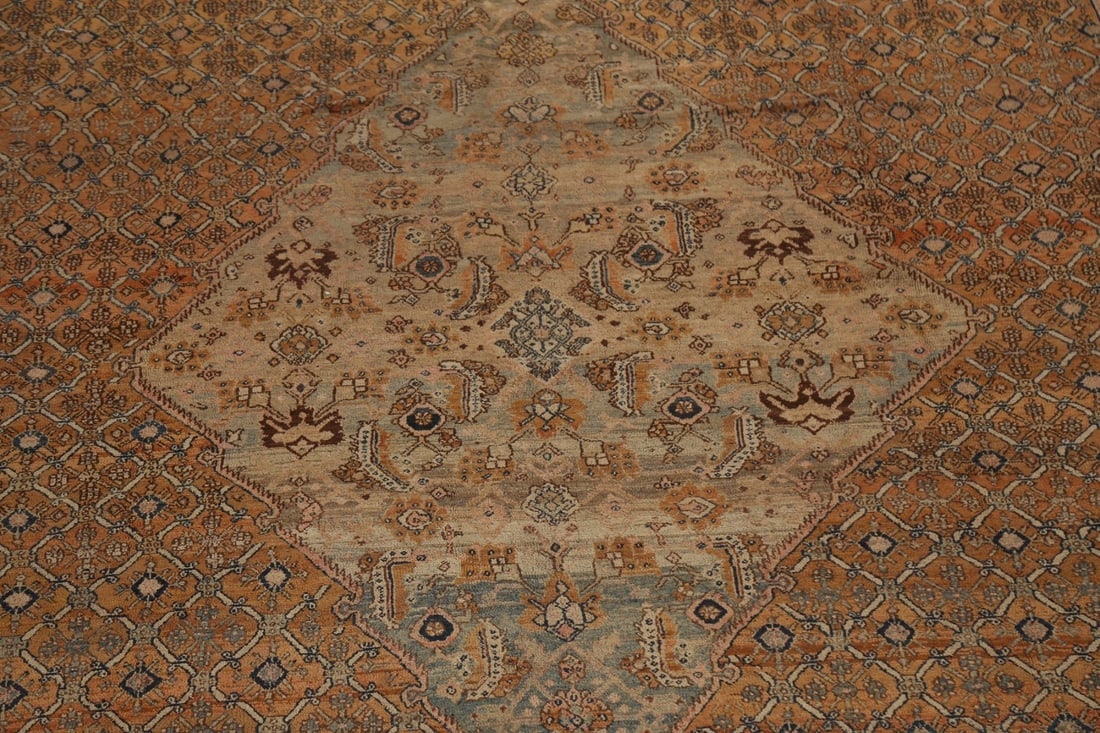 Pre-1900 Antique Vegetable Dye Bibikabad Persian Rug 13x20 - 5