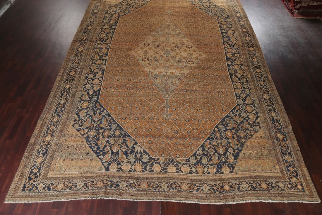 Pre-1900 Antique Vegetable Dye Bibikabad Persian Rug 13x20 - 6