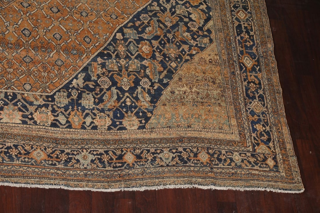 Pre-1900 Antique Vegetable Dye Bibikabad Persian Rug 13x20 - 7
