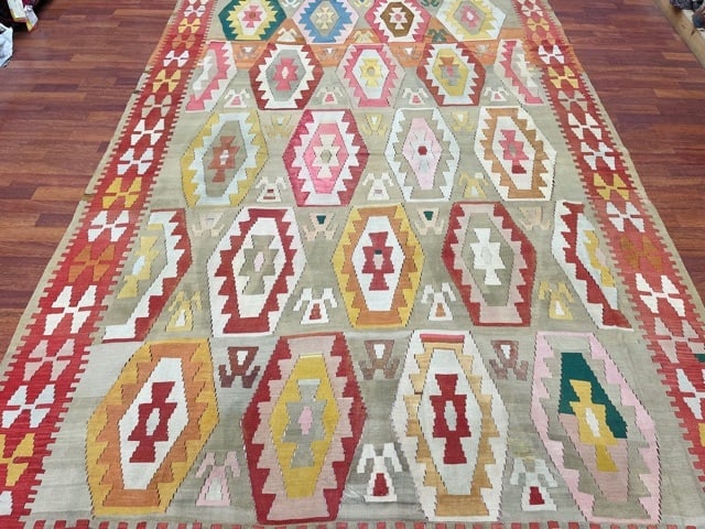 Colorful antique Caucasian Kilim rug-4892 - 4