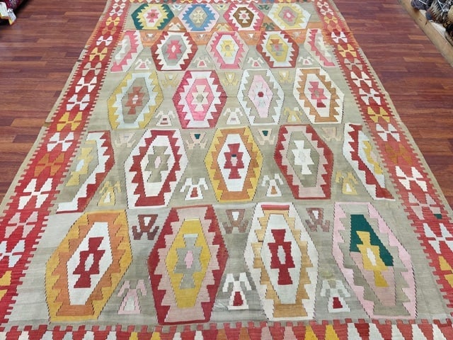 Colorful antique Caucasian Kilim rug-4892 - 5