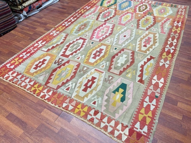 Colorful antique Caucasian Kilim rug-4892 - 7