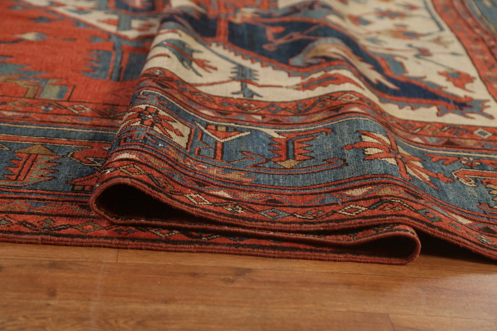 Pre-1900 Antique Heriz Serapi Vegetable Dye Persian Rug 11x13 - 13