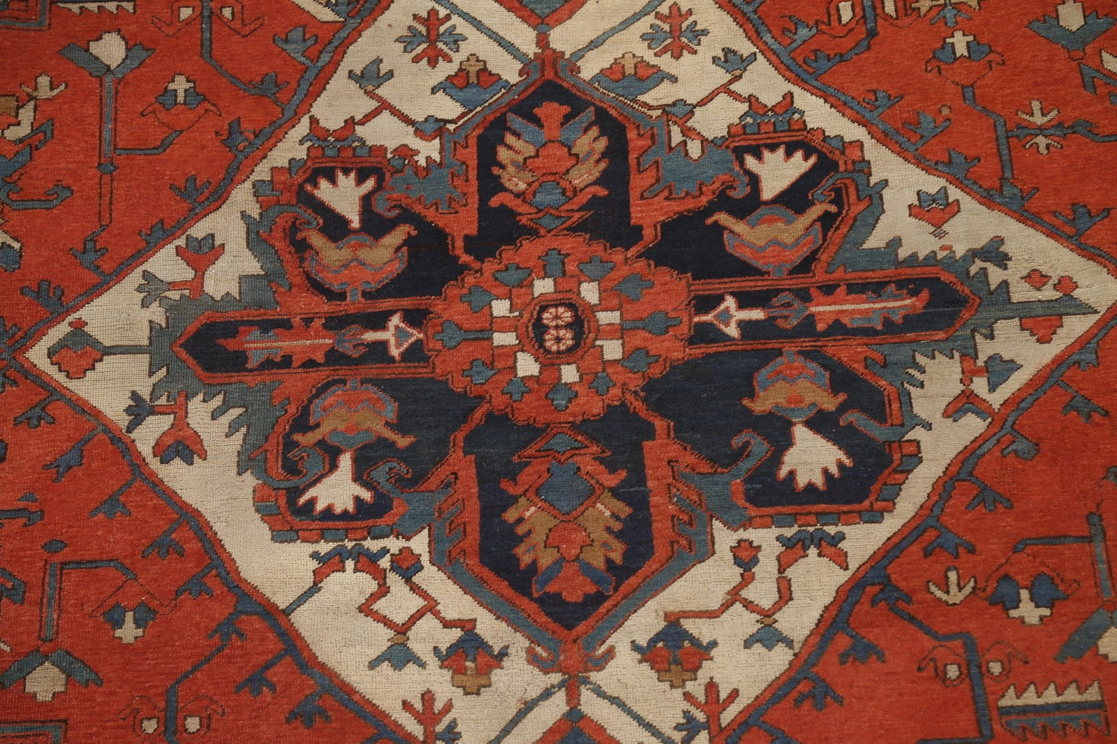 Pre-1900 Antique Heriz Serapi Vegetable Dye Persian Rug 11x13 - 5