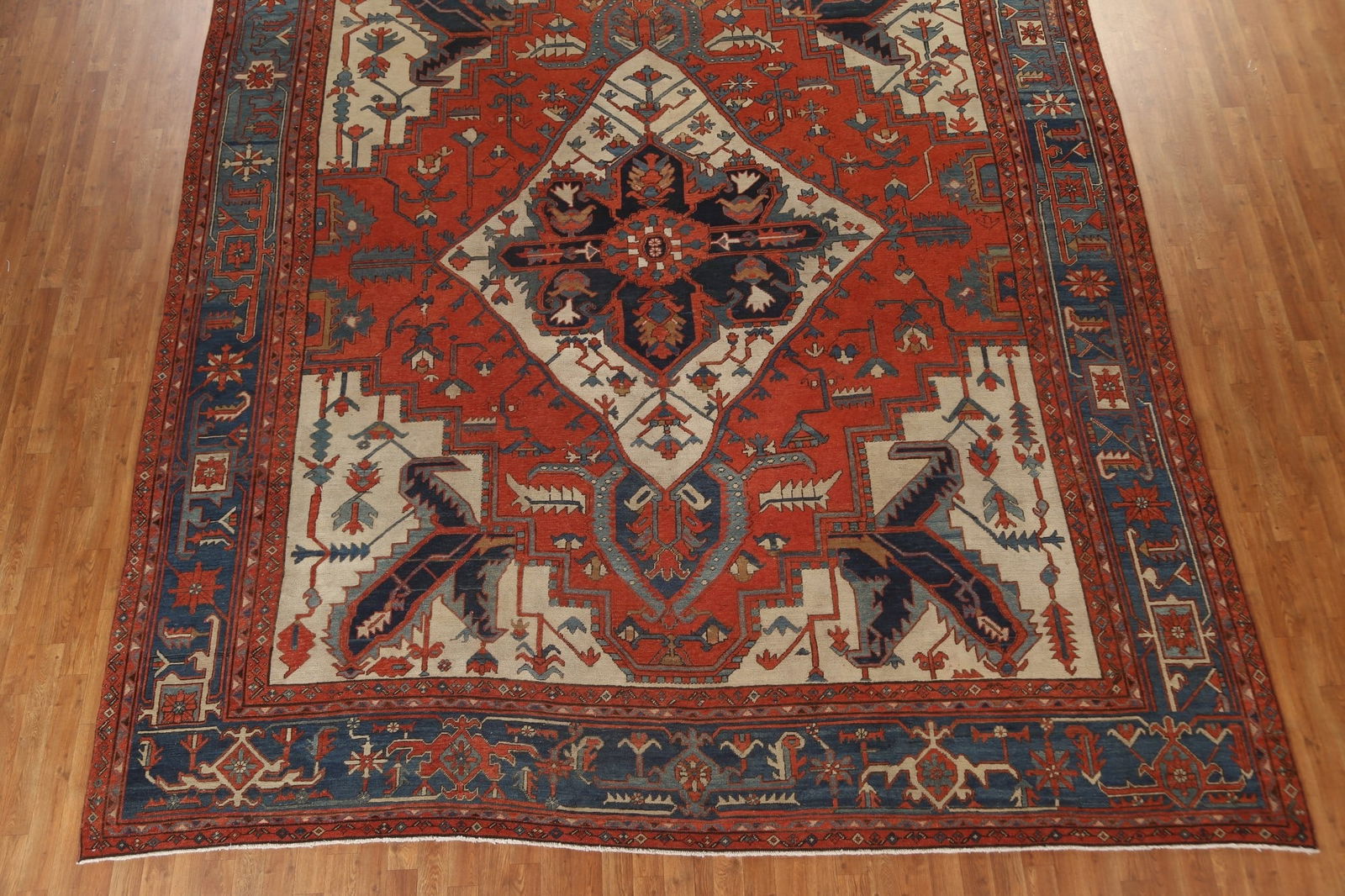 Pre-1900 Antique Heriz Serapi Vegetable Dye Persian Rug 11x13 - 6