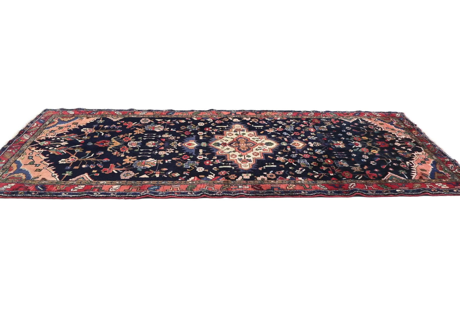 Vintage Dark Purple-navy Tribal 4'6X10'2 Nahavand Persian Runner Rug - 4