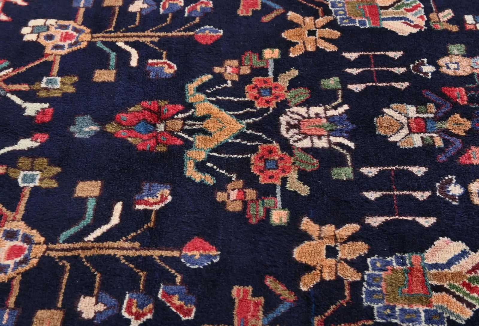 Vintage Dark Purple-navy Tribal 4'6X10'2 Nahavand Persian Runner Rug - 6