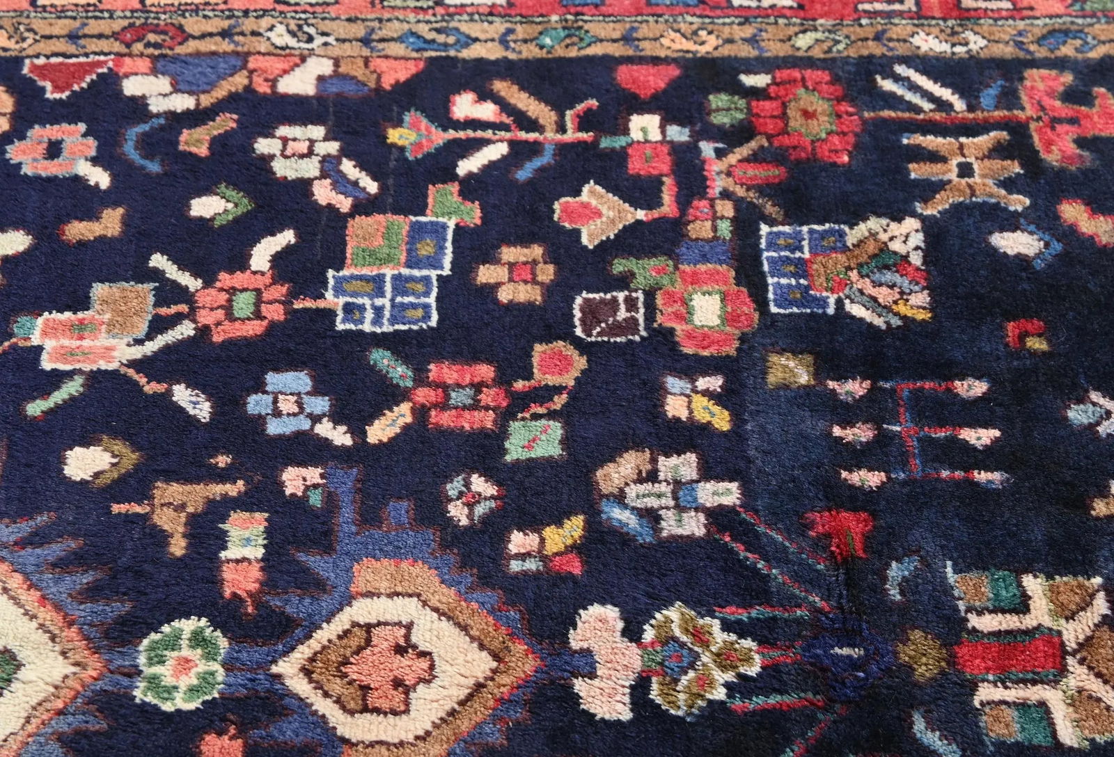 Vintage Dark Purple-navy Tribal 4'6X10'2 Nahavand Persian Runner Rug - 7