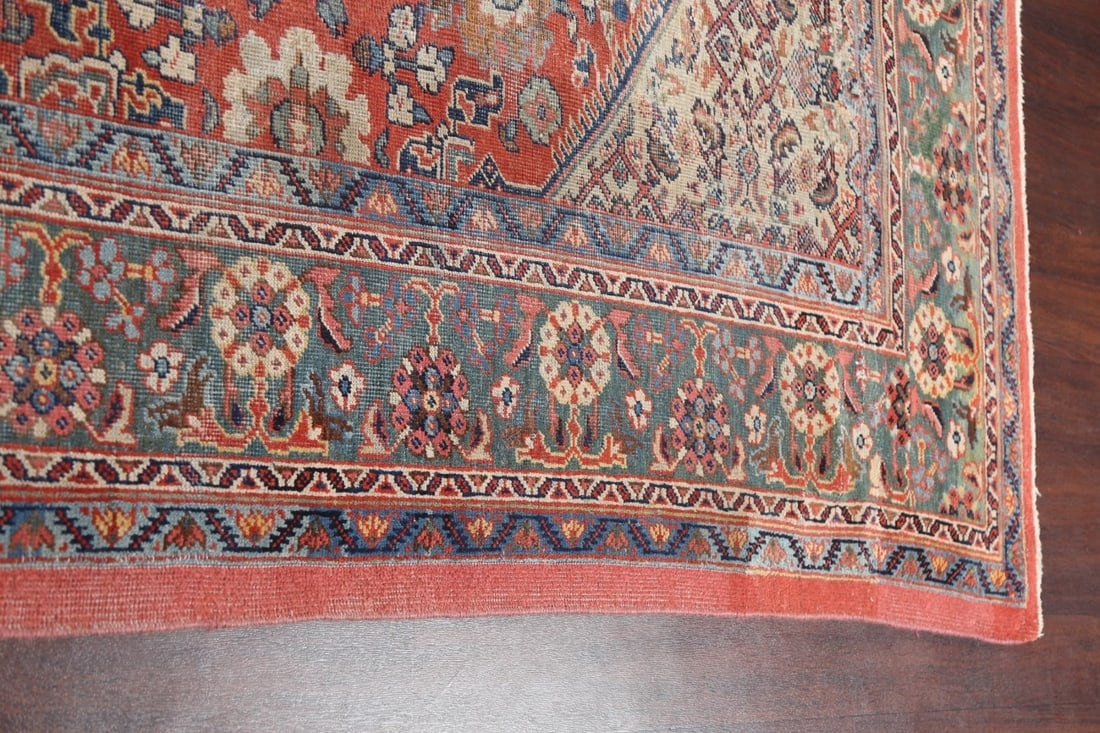 Pre-1900 Antique Vegetable Dye Sultanabad Ziegler Persian Rug 11x14 - 14
