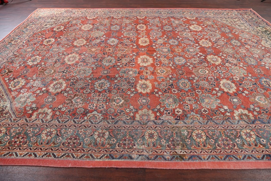 Pre-1900 Antique Vegetable Dye Sultanabad Ziegler Persian Rug 11x14 - 15
