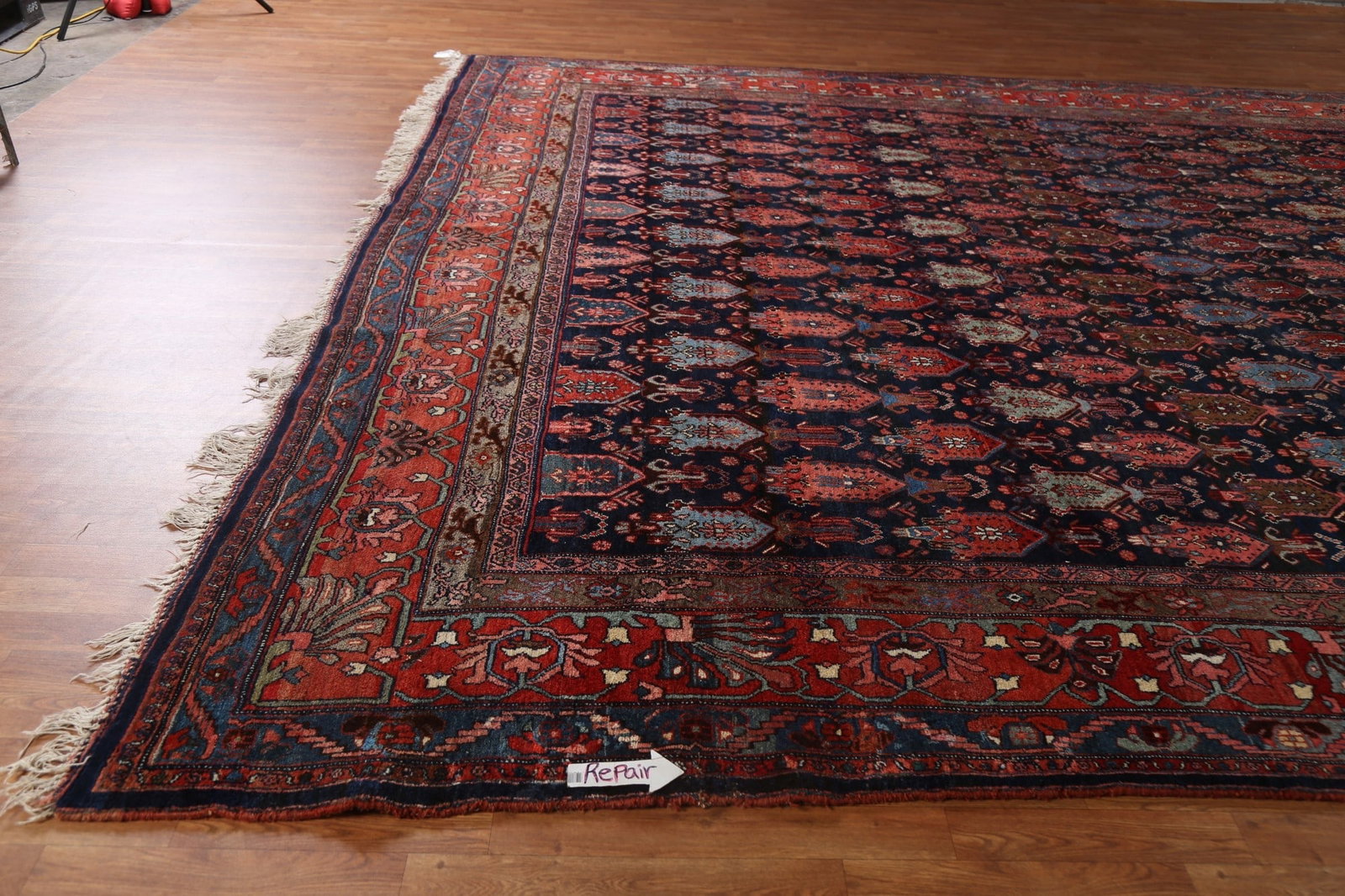 Pre-1900 Antique Vegetable Dye Bidjar Halvaei Persian Rug 12x19 - 12