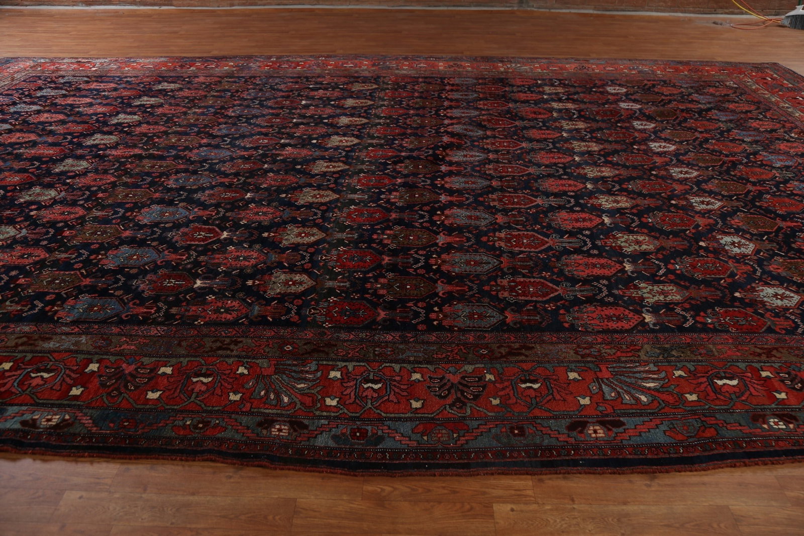 Pre-1900 Antique Vegetable Dye Bidjar Halvaei Persian Rug 12x19 - 16