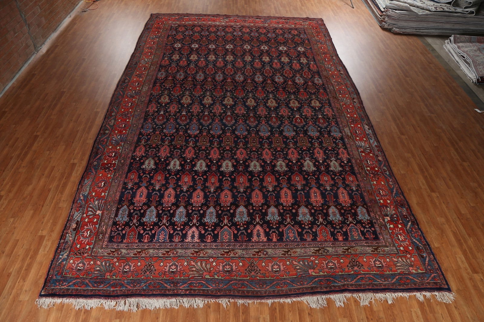 Pre-1900 Antique Vegetable Dye Bidjar Halvaei Persian Rug 12x19 - 3