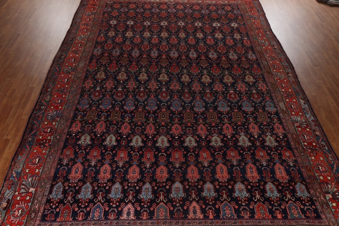 Pre-1900 Antique Vegetable Dye Bidjar Halvaei Persian Rug 12x19 - 4