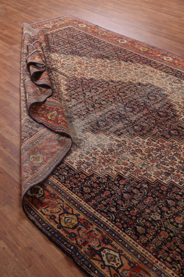 Pre-1900 Antique Vegetable Dye Senneh Persian Area Rug 7x12 - 18