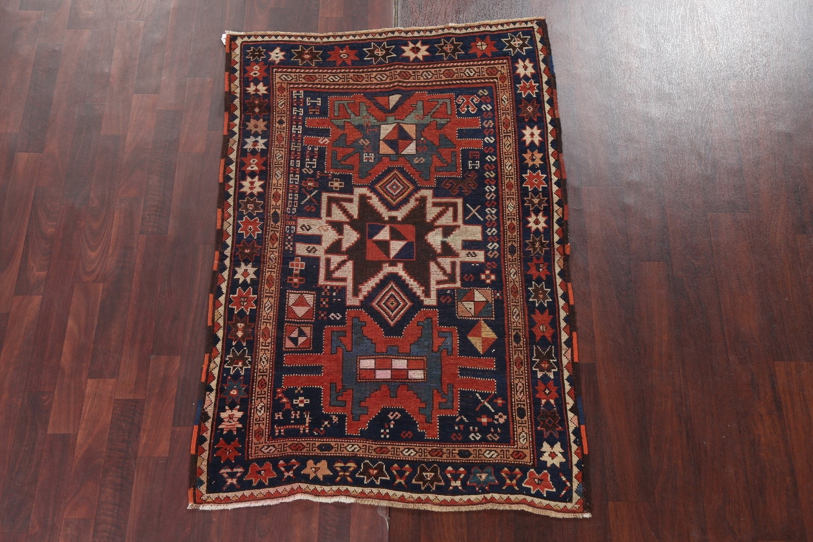 Pre-1900 Antique Vegetable Dye Shirvan Oriental Rug 4x5 - 15