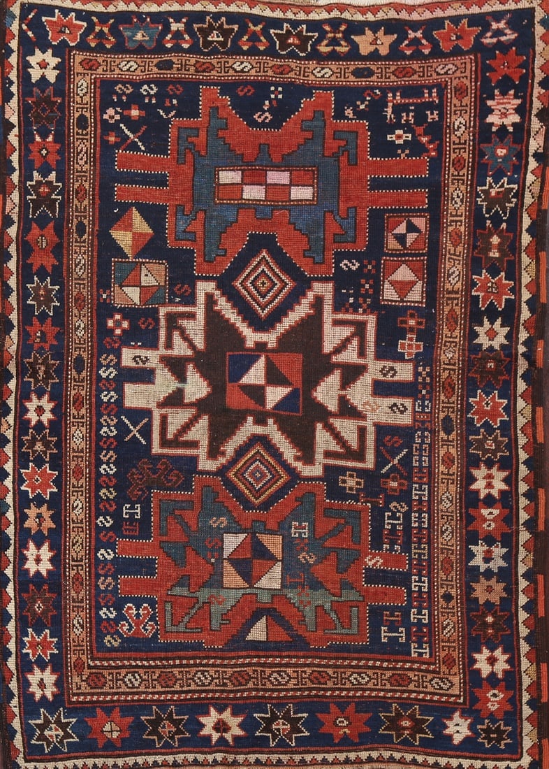 Pre-1900 Antique Vegetable Dye Shirvan Oriental Rug 4x5: Title:Pre-1900 Antique Vegetable Dye Shirvan Oriental Rug 4x5 Origin:A Beautiful Genuine Russia Shirvan rug is Hand Knotted by skillful weavers in Russia with