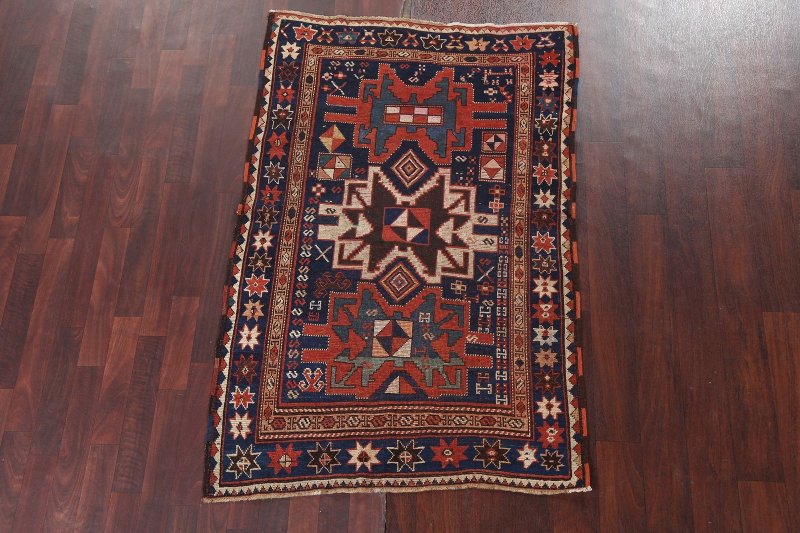 Pre-1900 Antique Vegetable Dye Shirvan Oriental Rug 4x5 - 3