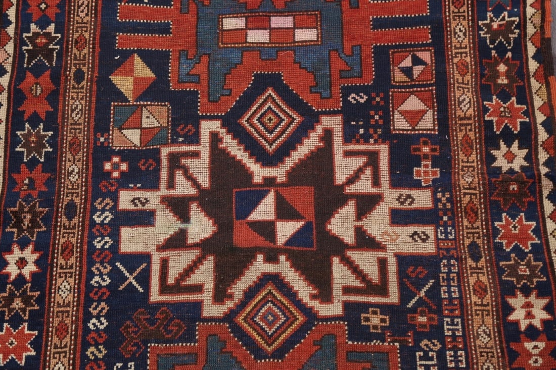 Pre-1900 Antique Vegetable Dye Shirvan Oriental Rug 4x5 - 5