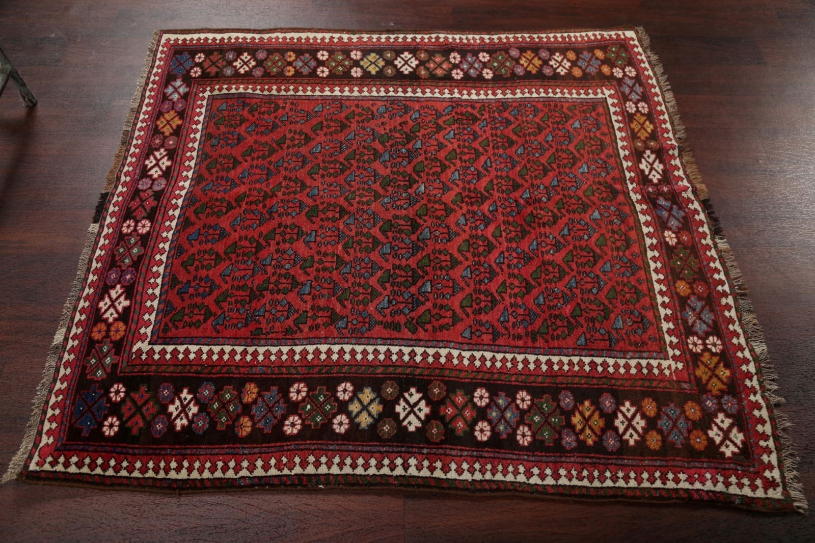 Vegetable Dye Antique Bakhtiari Saman Persian Wool Rug 4x5 - 11