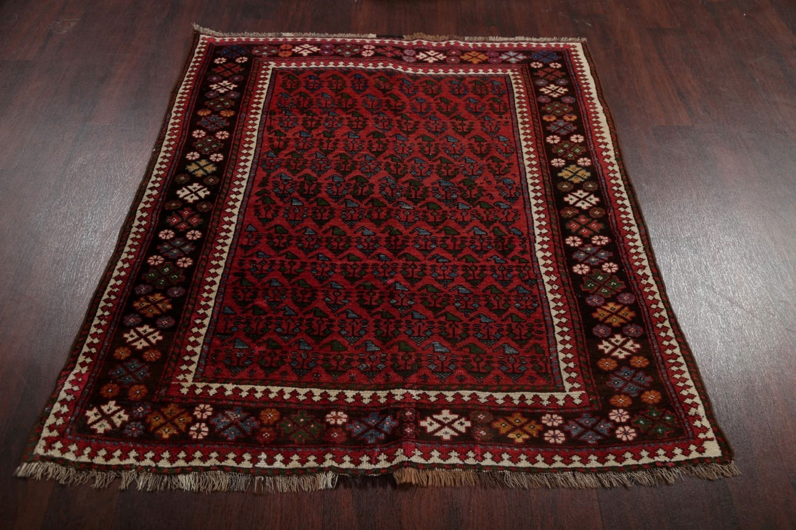 Vegetable Dye Antique Bakhtiari Saman Persian Wool Rug 4x5 - 12